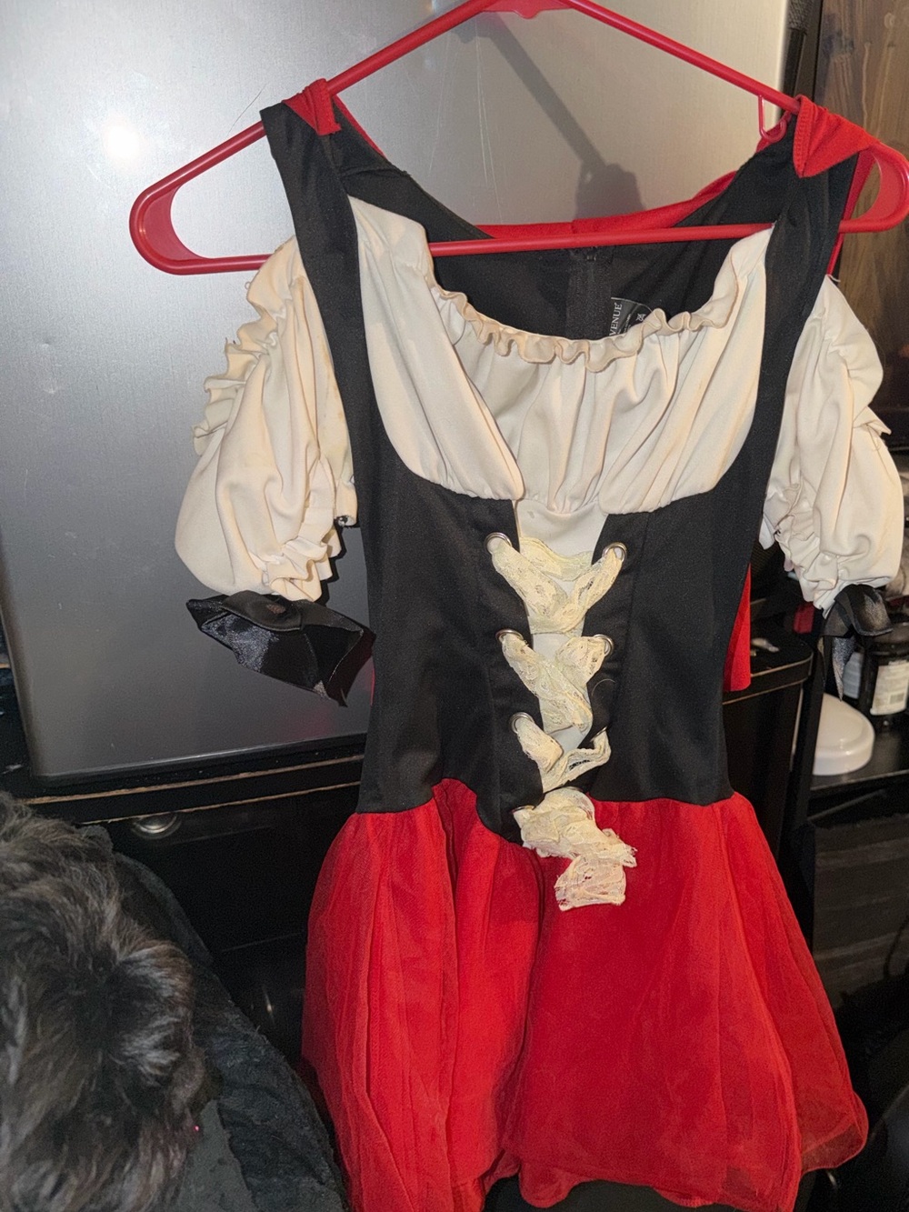 Girls Red and Black Pirate Costume with Cream Bodice